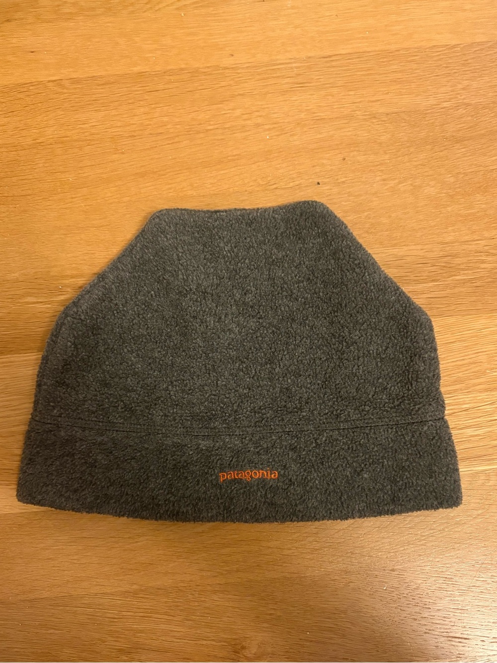 Patagonia Large Fleece Grey Orange Logo Beanie Hat Made in the USA